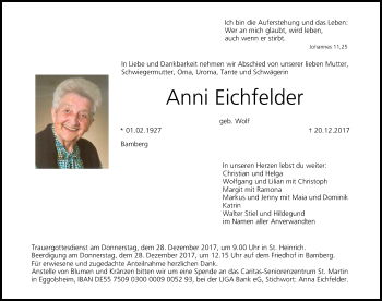 Anzeige von Anni Eichfelder von MGO