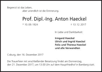 Anzeige von Anton Haeckel von MGO