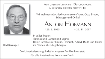 Anzeige von Anton Hofmann von MGO