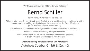 Anzeige von Bernd Schiller von MGO