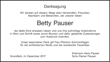 Anzeige von Betty Pauser von MGO