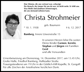 Anzeige von Christa Strohmeier von MGO