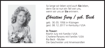Anzeige von Christine Jury von MGO