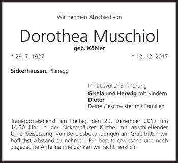 Anzeige von Dorothea Muschiol von MGO