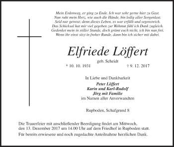 Anzeige von Elfriede Löffert von MGO