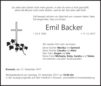 Anzeige von Emil Backer von MGO