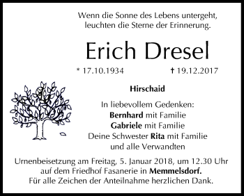 Anzeige von Erich Dresel von MGO