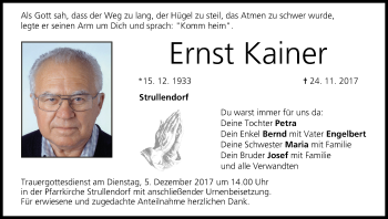 Anzeige von Ernst Kainer von MGO