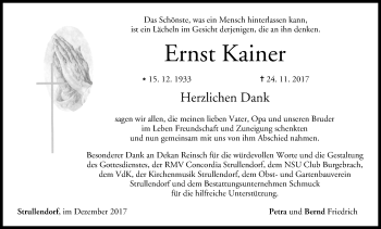Anzeige von Ernst Kainer von MGO