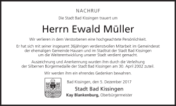 Anzeige von Ewald Müller von MGO