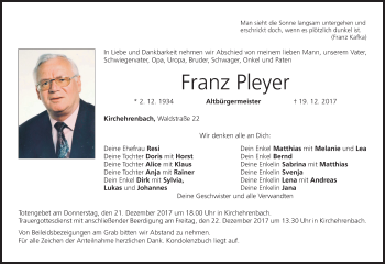 Anzeige von Franz Pleyer von MGO
