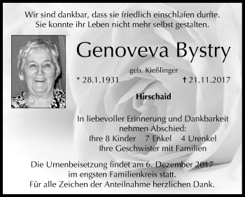 Anzeige von Genoveva Bystry von MGO