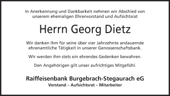 Anzeige von Georg Dietz von MGO