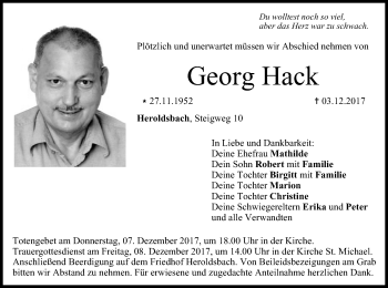 Anzeige von Georg Hack von MGO