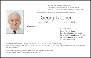 Anzeige von Georg Lassner von MGO