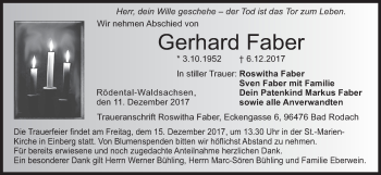Anzeige von Gerhard Faber von MGO