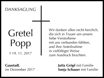 Anzeige von Gretel Popp von MGO