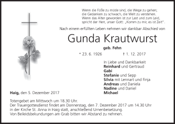 Anzeige von Gunda Krautwurst von MGO
