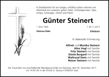 Anzeige von Günter Steinert von MGO