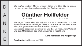 Anzeige von Günther Hollfelder von MGO