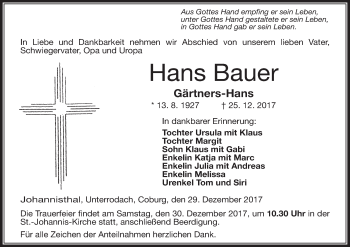 Anzeige von Hans Bauer von MGO