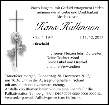 Anzeige von Hans Hallmann von MGO