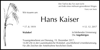 Anzeige von Hans Kaiser von MGO