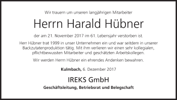 Anzeige von Harald Hübner von MGO