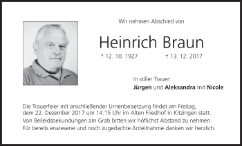 Anzeige von Heinrich Braun von MGO