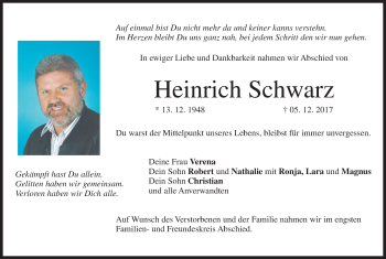 Anzeige von Heinrich Schwarz von MGO