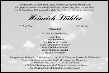 Anzeige von Heinrich Stühler von MGO