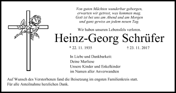 Anzeige von Heinz-Georg Schrüfer von MGO