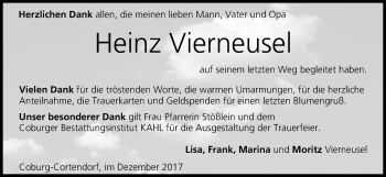 Anzeige von Heinz Vierneusel von MGO