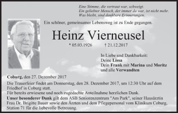 Anzeige von Heinz Vierneusel von MGO