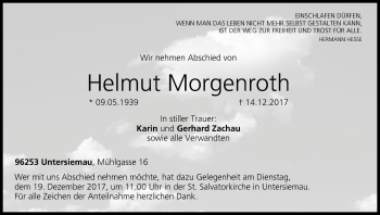Anzeige von Helmut Morgenroth von MGO