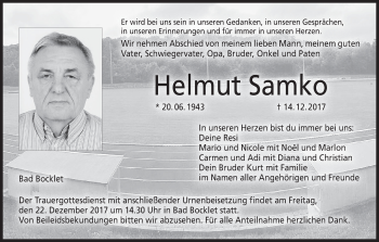 Anzeige von Helmut Samko von MGO