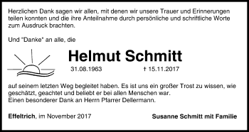 Anzeige von Helmut Schmitt von MGO
