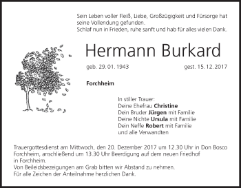 Anzeige von Hermann Burkard von MGO