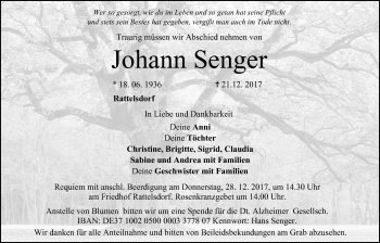 Anzeige von Johann Senger von MGO