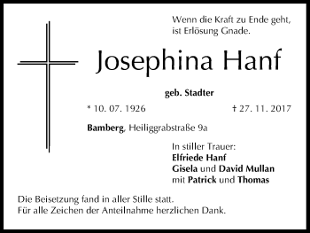 Anzeige von Josephina Hanf von MGO