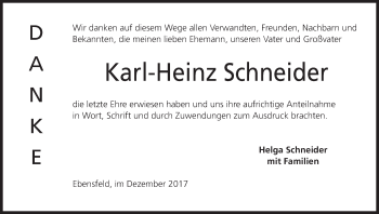 Anzeige von Karl-Heinz Schneider von MGO