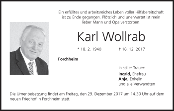 Anzeige von Karl Wollrab von MGO