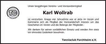 Anzeige von Karl Wollrab von MGO