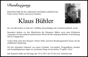 Anzeige von Klaus Bühler von MGO