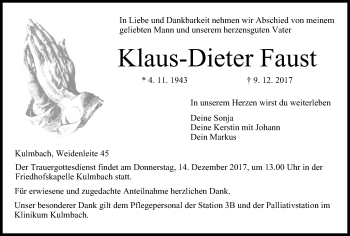 Anzeige von Klaus-Dieter Faust von MGO