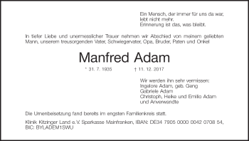Anzeige von Manfred Adam von MGO