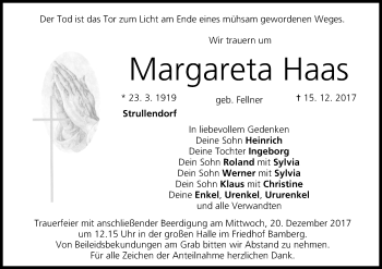 Anzeige von Margareta Haas von MGO