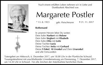 Anzeige von Margarete Postler von MGO