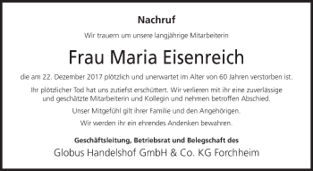 Anzeige von Maria Eisenreich von MGO