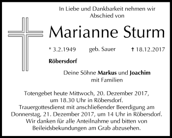 Anzeige von Marianne Sturm von MGO